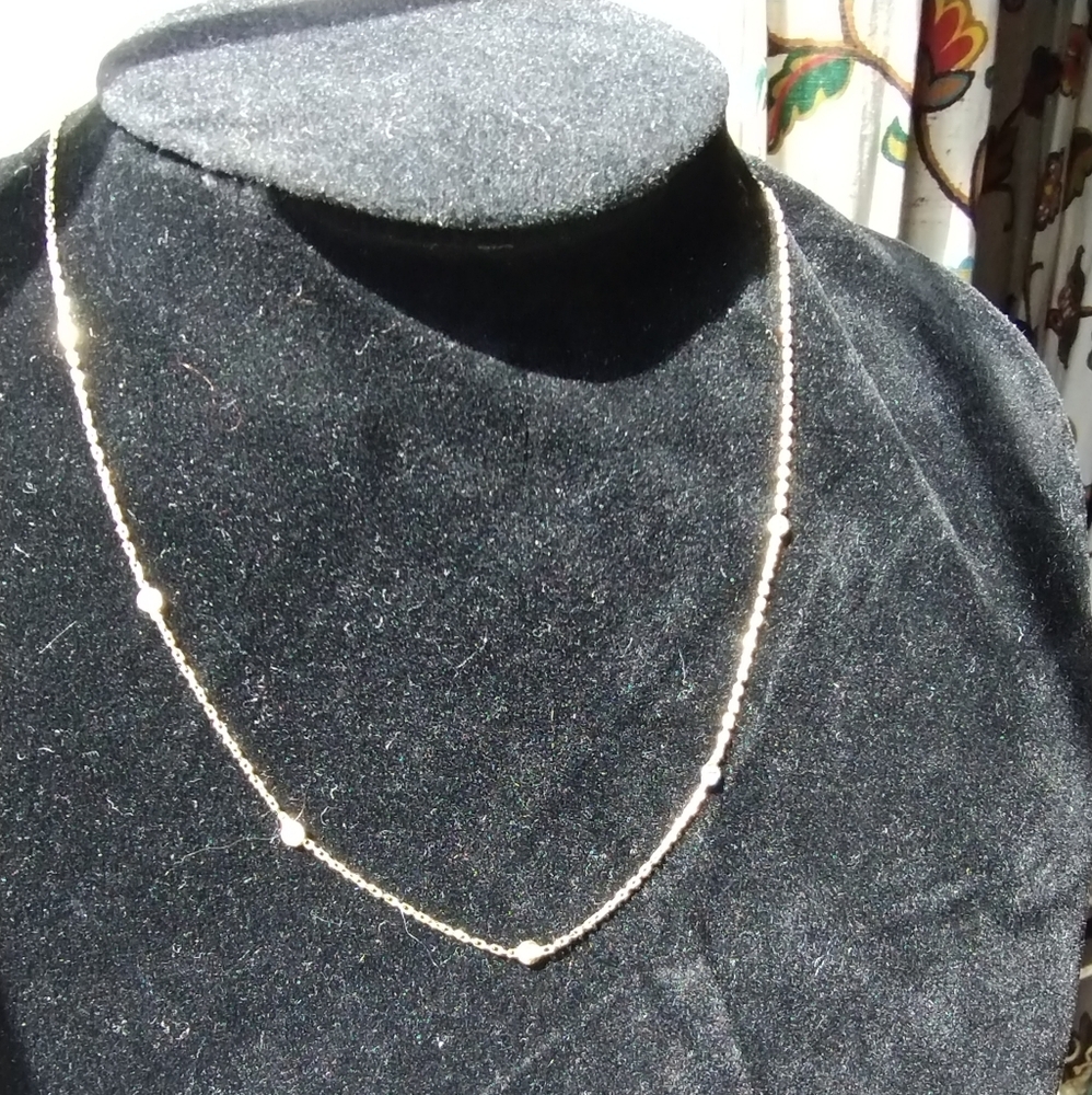 17.5" 925 Italy Gold overlay Necklace with 5 stones - Picture 13 of 13